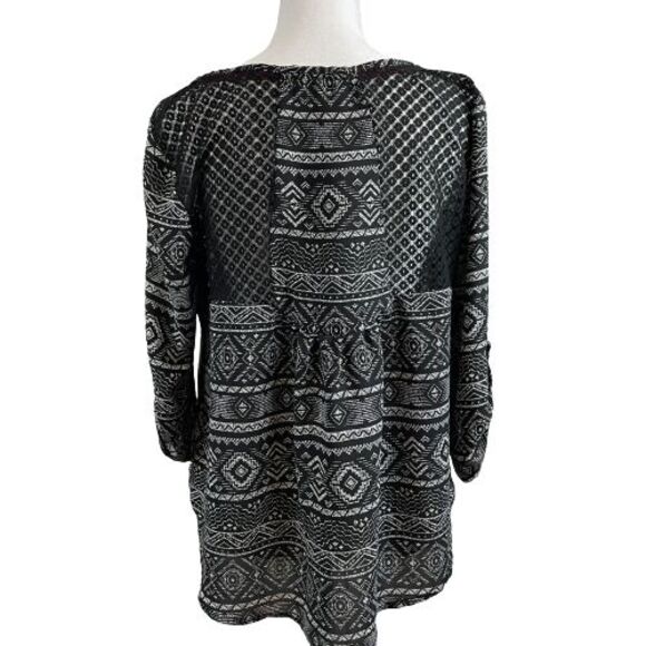 Rewind Women's M Blouse 3/4 Sleeve with Lace Back and Shoulders Boho Style - Picture 2 of 6